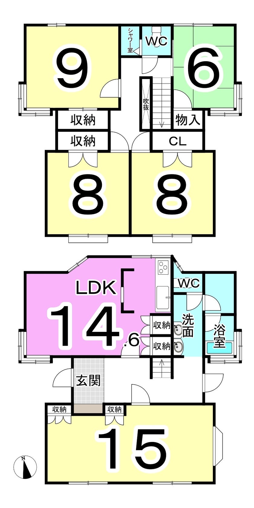 福井市中野２丁目の中古戸建 間取り