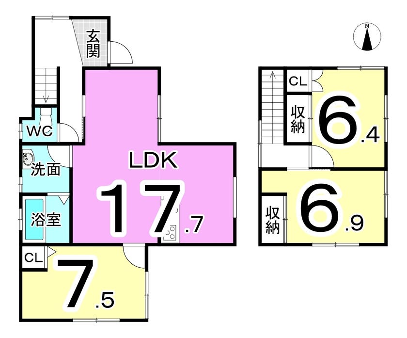福井市つくし野３丁目の中古戸建 間取り