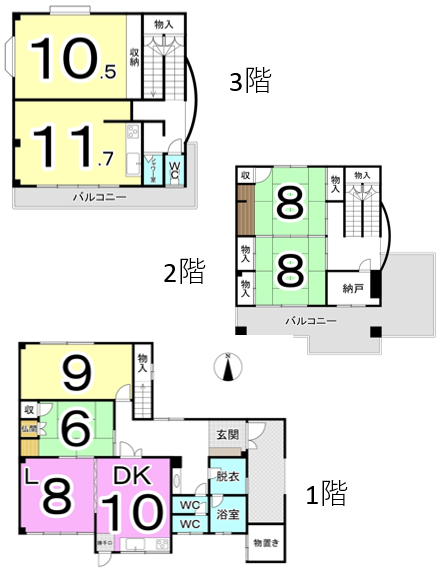 福井市北四ツ居３丁目の中古戸建 間取り