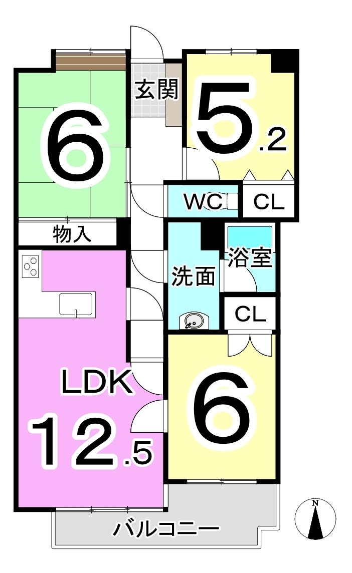 リルト松本 福井市町屋３丁目の中古マンション 間取り