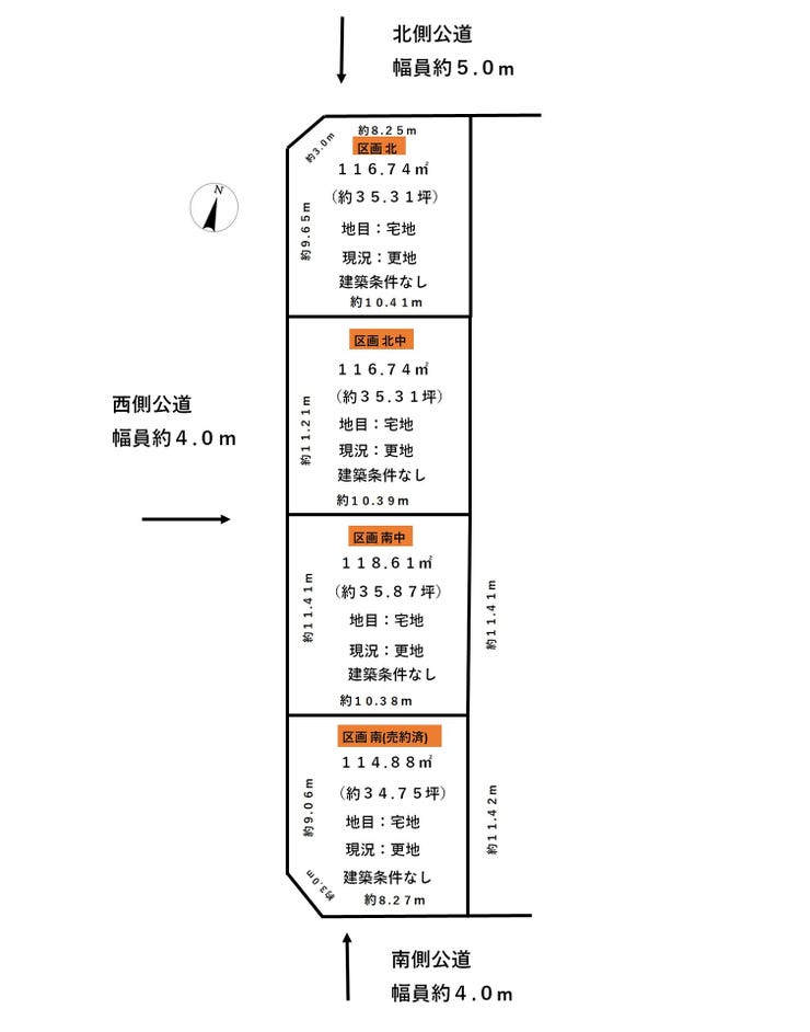 福井市北四ツ居町の土地 間取り