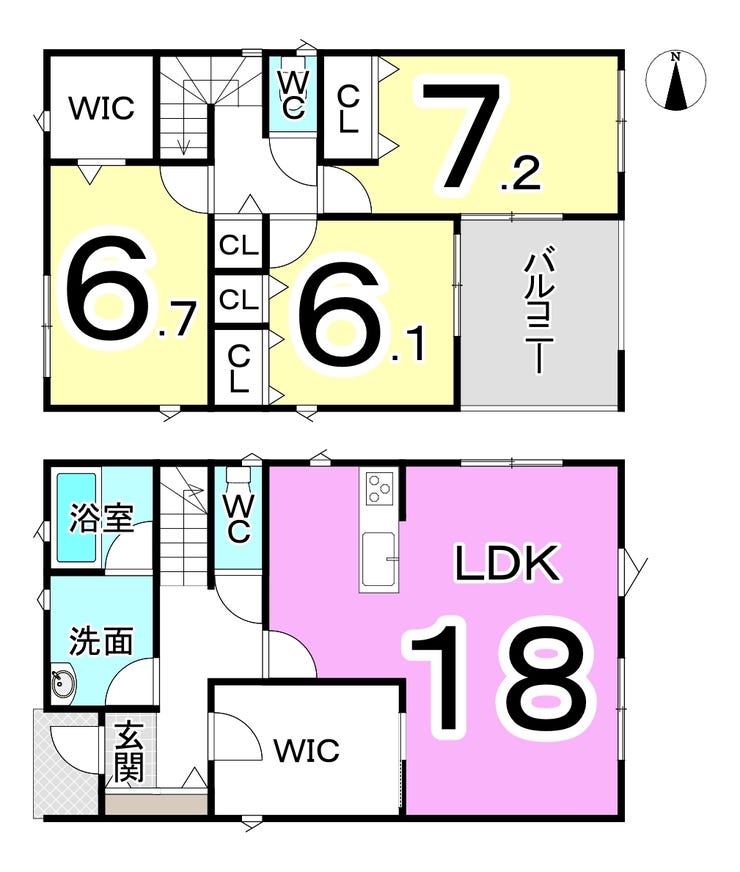 福井市上北野１丁目の新築戸建 間取り