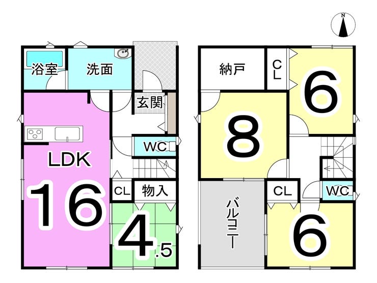 福井市足羽２丁目の新築戸建 間取り