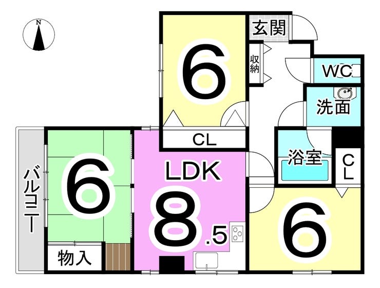 信開ベルシー文京北 福井市文京１丁目の中古マンション 間取り