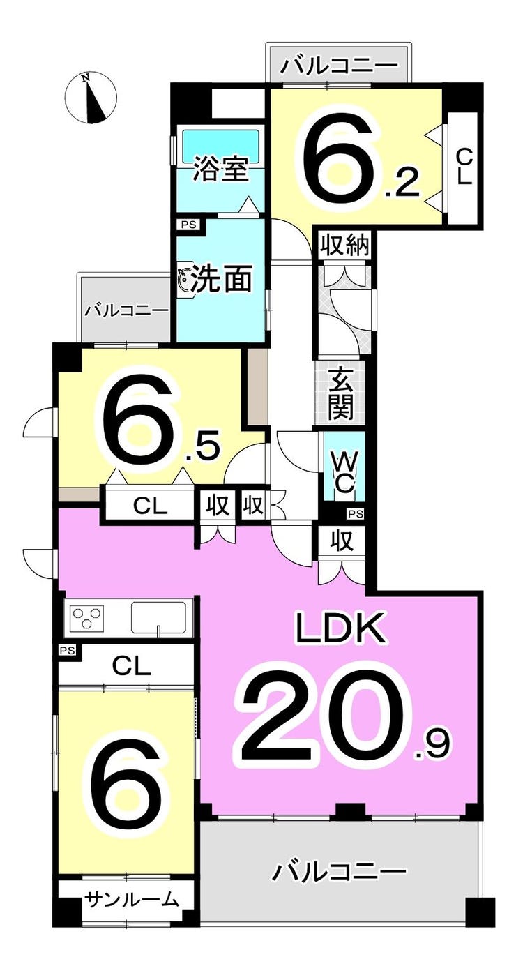 サーパス文京二丁目 福井市文京２丁目の中古マンション 間取り