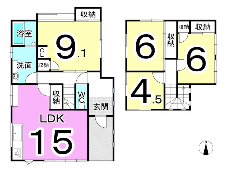 福井市高木北２丁目の中古戸建 間取り