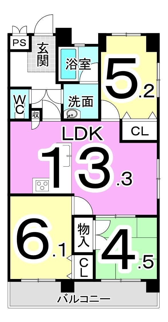 信開ベルシー城東 福井市城東２丁目の中古マンション 間取り