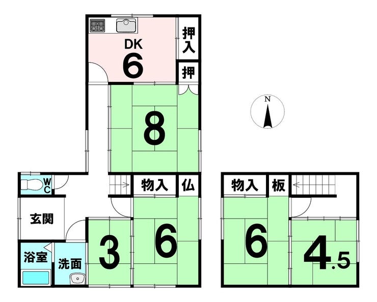 福井市田原２丁目の中古戸建 間取り